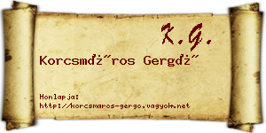 Korcsmáros Gergő névjegykártya